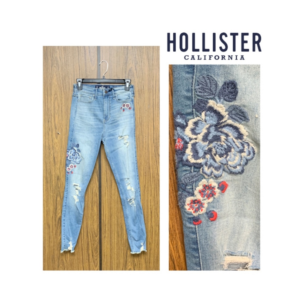 NEW Hollister Floral Embroidered Skinny Jeans High